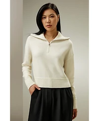 Lilysilk Women's Relaxed Fit Wool-Cashmere Blend Sweater
