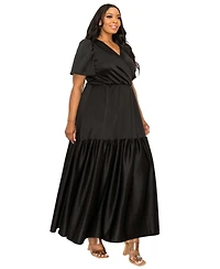 L I V D Plus Size Joli Surplice Neck Dress