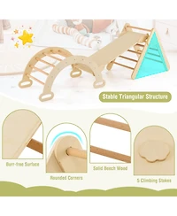2-in-1 Wooden Kids Climber Toys with Triangle Arch Ramp