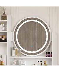 Famapy Light Mirror 5-Drawers White Makeup Vanity Set Dressing Desk