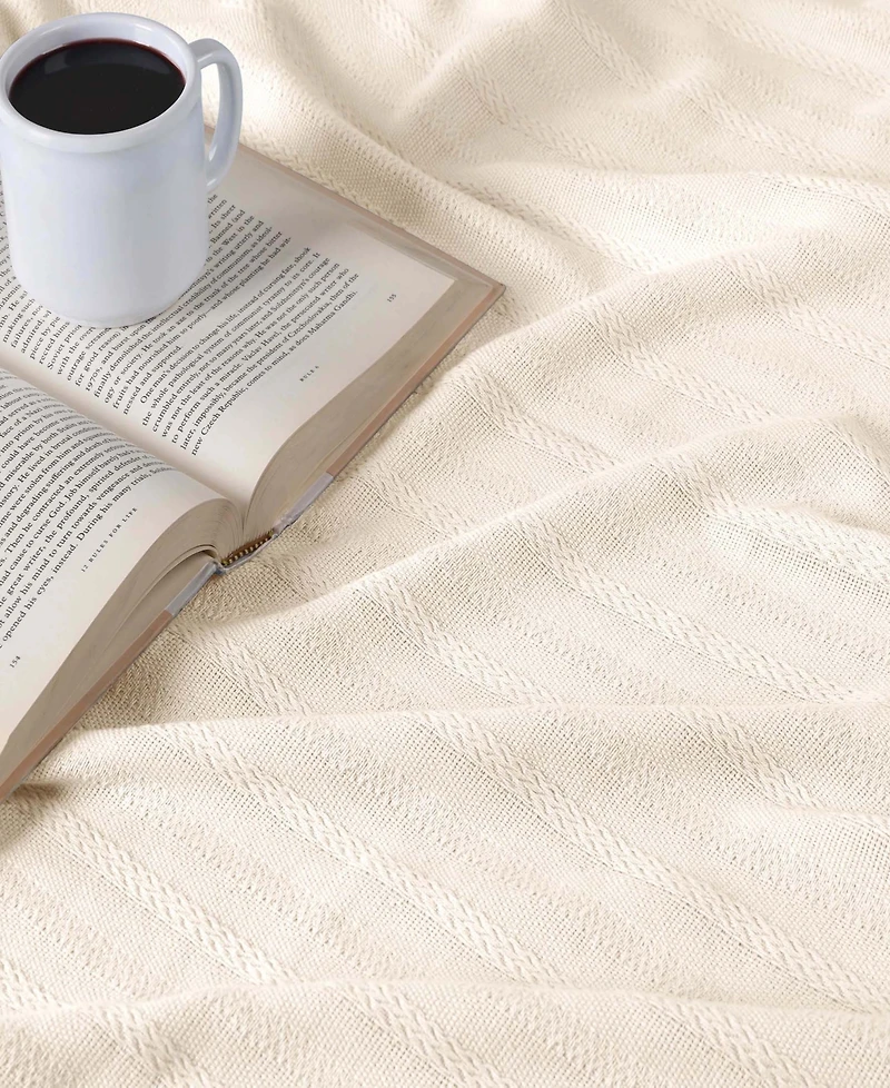 Superior Clara Cotton Textured Striped Lightweight Woven Throw, 50" x 60"