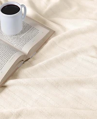 Superior Clara Cotton Textured Striped Lightweight Woven Throw, 50" x 60"