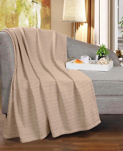 Superior Clara Cotton Textured Striped Lightweight Woven Throw, 50" x 60"