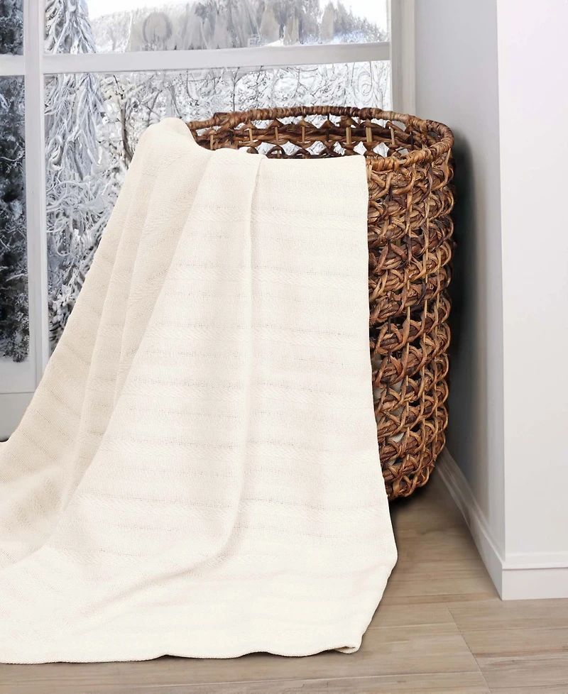 Superior Clara Cotton Textured Striped Lightweight Woven Throw, 50" x 60"