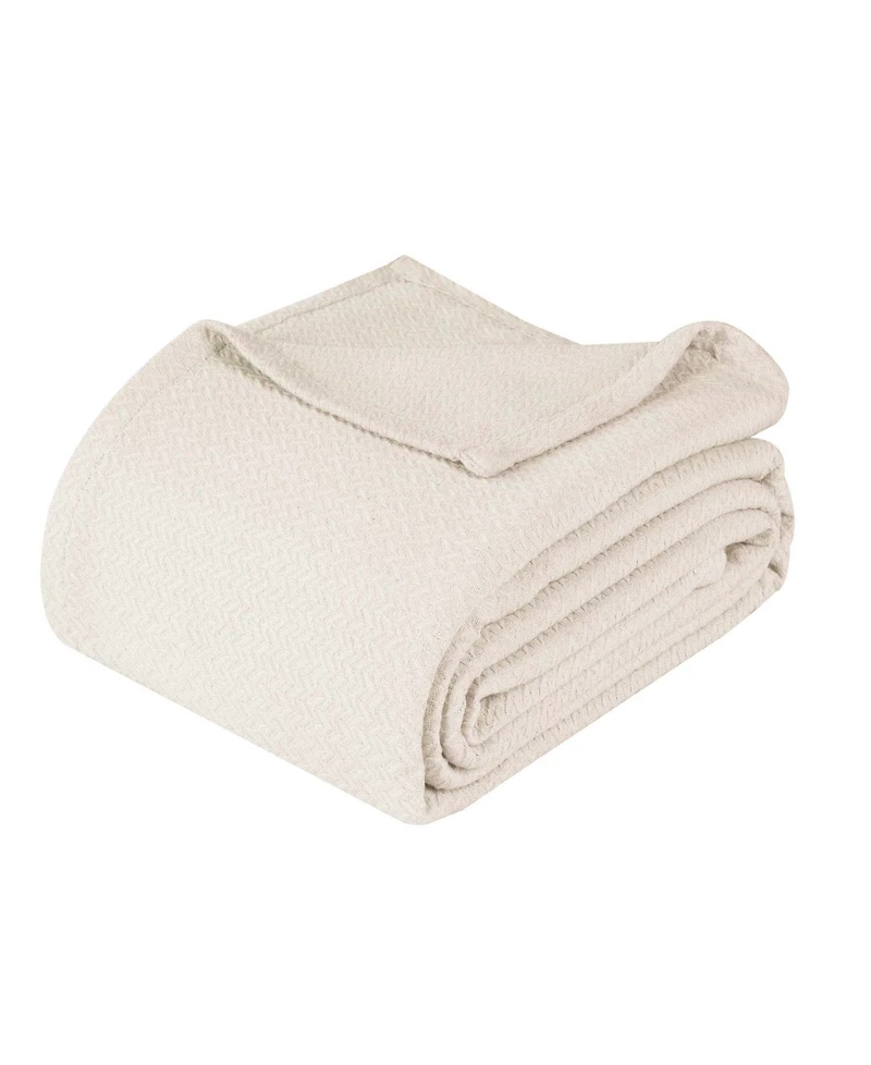 Superior Nobel Cotton Jacquard Dobby Weave Textured Chevron Lightweight Woven Blanket