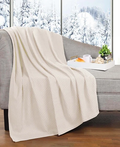 Superior Jena Cotton Textured Chevron Lightweight Woven Throw, 50" x 60"