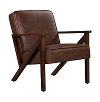 Yaheetech Faux Leather Armchair with Z-shaped Wood Legs Dark Brown