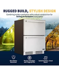 Newair 24 inch Refrigerator and Outdoor Freezer, Undercounter Refrigerator Freezer Convertible, Dual Zone Cooler with Drawer and External Controls, So