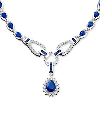 Sapphire (11-3/8 ct. t.w.) and Diamond (1-1/5 Toggle Necklace 14k White Gold (Also Emerald & Ruby)