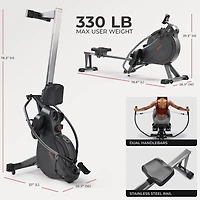 Sunny Health & Fitness MotionMax Smart Magnetic Rowing Machine – Full Motion Handlebars Low-Impact Full-Body Workouts, w Extended 51” Ra