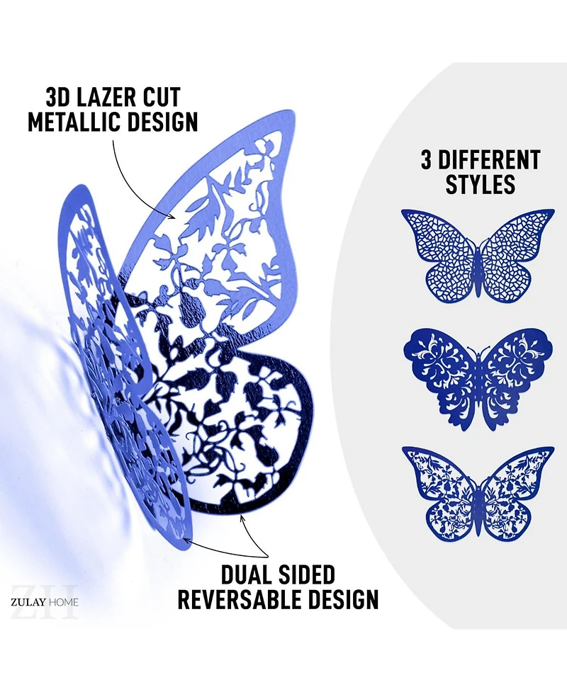 Home 3D Removable Diy Butterfly Wall Decor with 3 Wing Designs (48pcs)