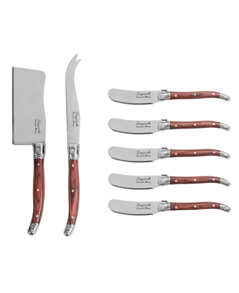 French Home Laguiole Cheese 7-Piece Knife and Spreader Set with Handles