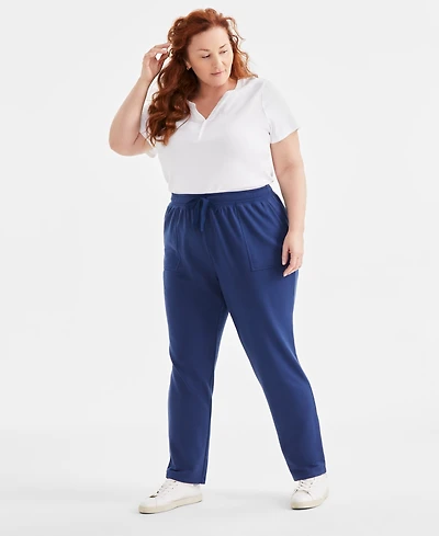 Style & Co Plus Size Yummy Fleece Drawstring Pants, Created for Macy's