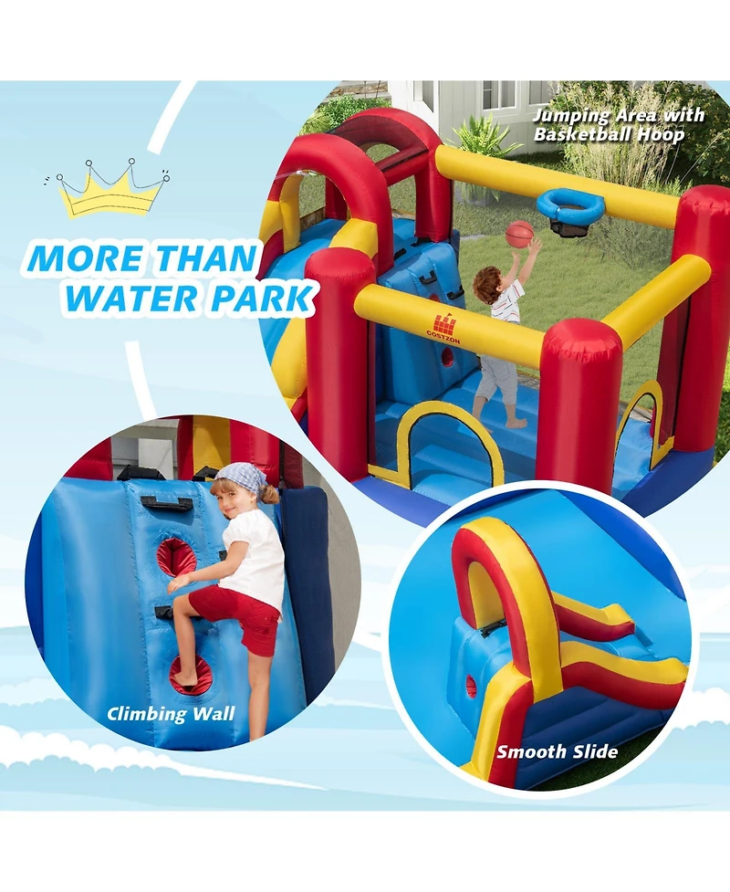 Inolait 7 in 1 Outdoor Inflatable Bounce House with Water Slides and Splash Pools with 735W Blower