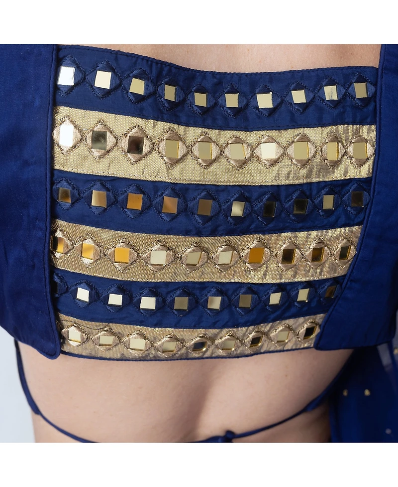 Raas Women's Royal Blue Lehenga Choli with Gold Trim