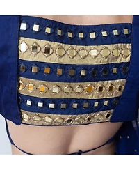 Raas Women's Royal Blue Lehenga Choli with Gold Trim
