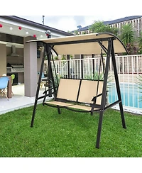 Vebreda 2 Person Patio Swing with Weather Resistant Glider and Adjustable Canopy