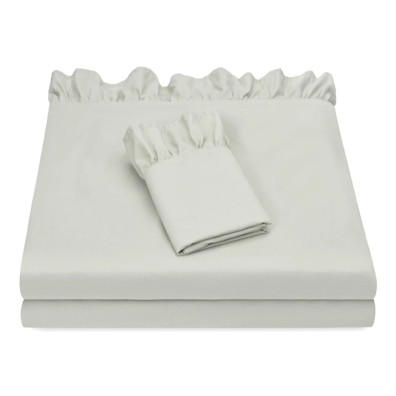 Chanasya Premium Ruffle Sheet Set - Shabby Chic Double Brushed Soft Ruffled Hem Solid Microfiber Sheet Set - Fitted Sheet, Flat Sheet & Pillow Cover