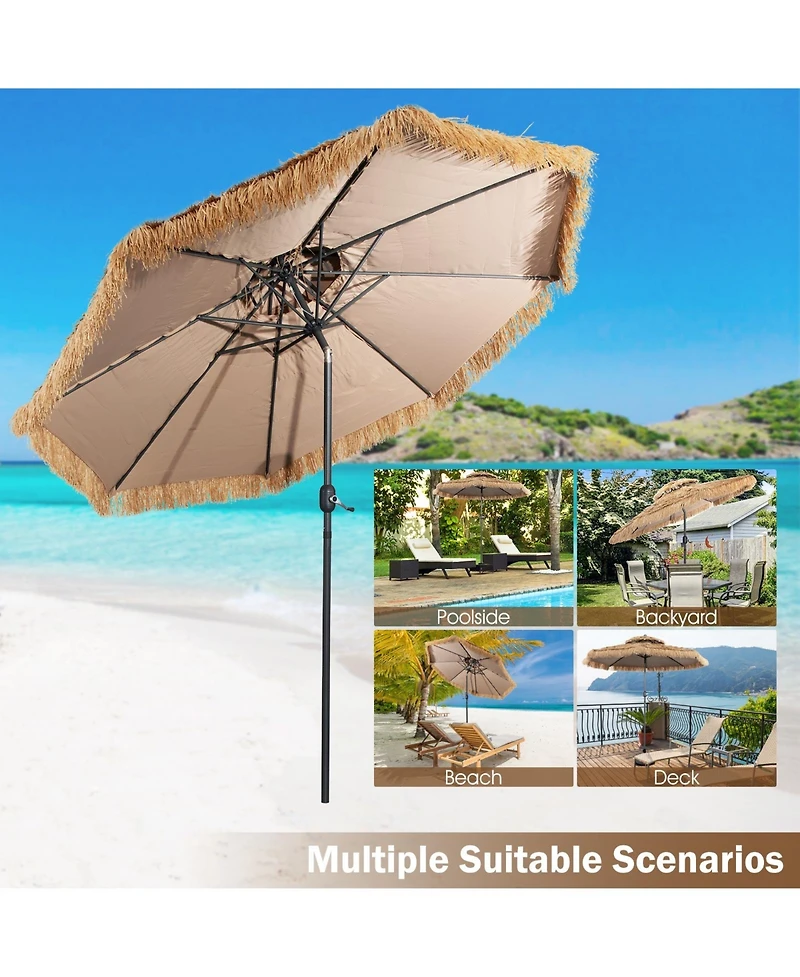Sugift 10 Feet Hawaiian Style Thatched Tiki Patio Umbrella for Beach and Poolside