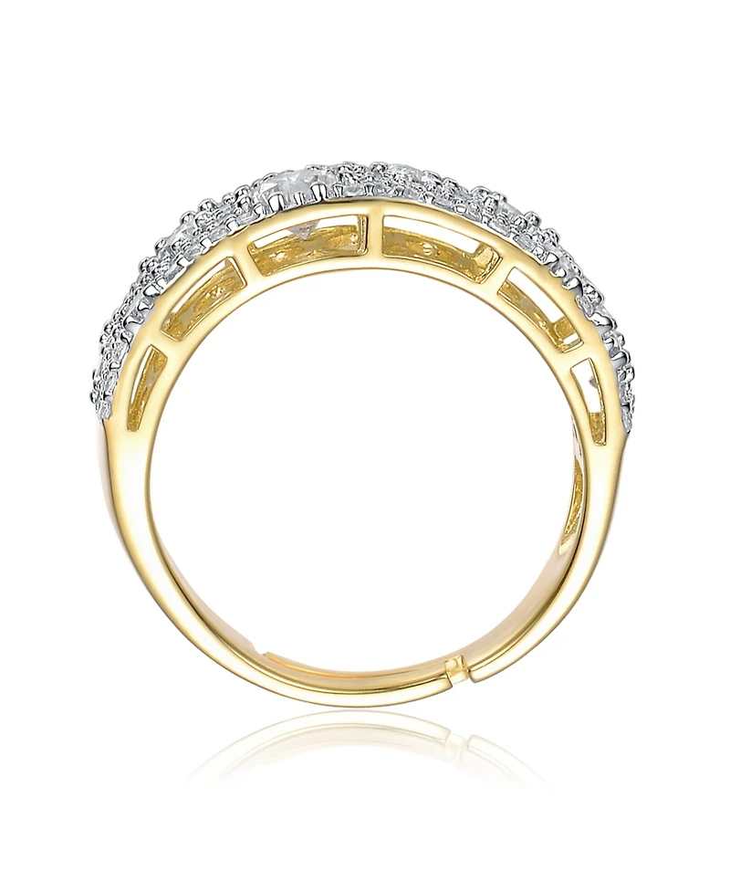 Sterling Silver 14k Gold Plated Cubic Zirconia Pave Band Ring