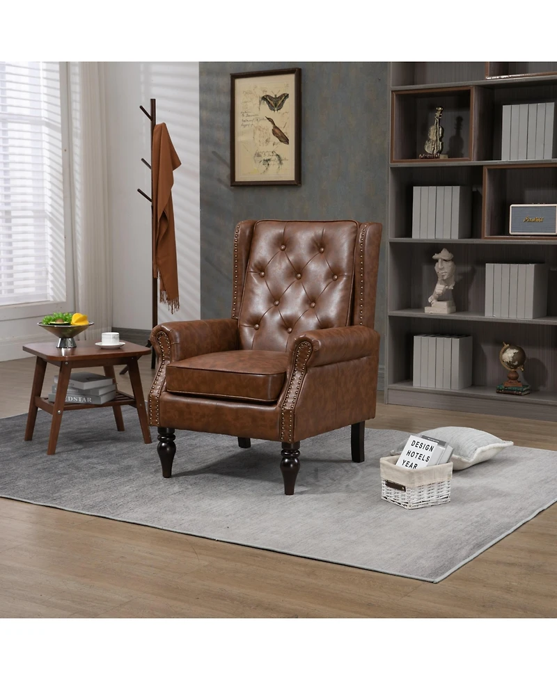 Mondawe Wood Frame Armchair, Modern Accent Chair Lounge For Living Room