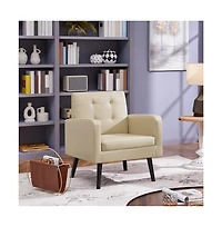 Yaheetech Modern Faux Leather Arm Chair Tufted Accent