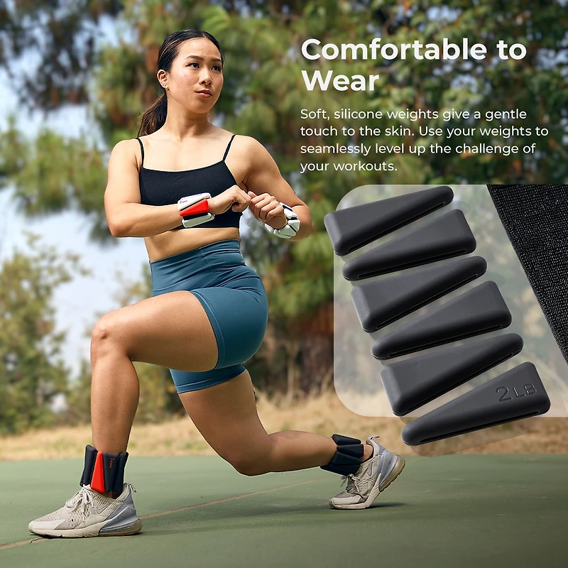 Sunny Health & Fitness 4 Lb Wearable Arm Weights, Set of 2 (2 Lb Each), Adjustable Silicone Ankle Weights