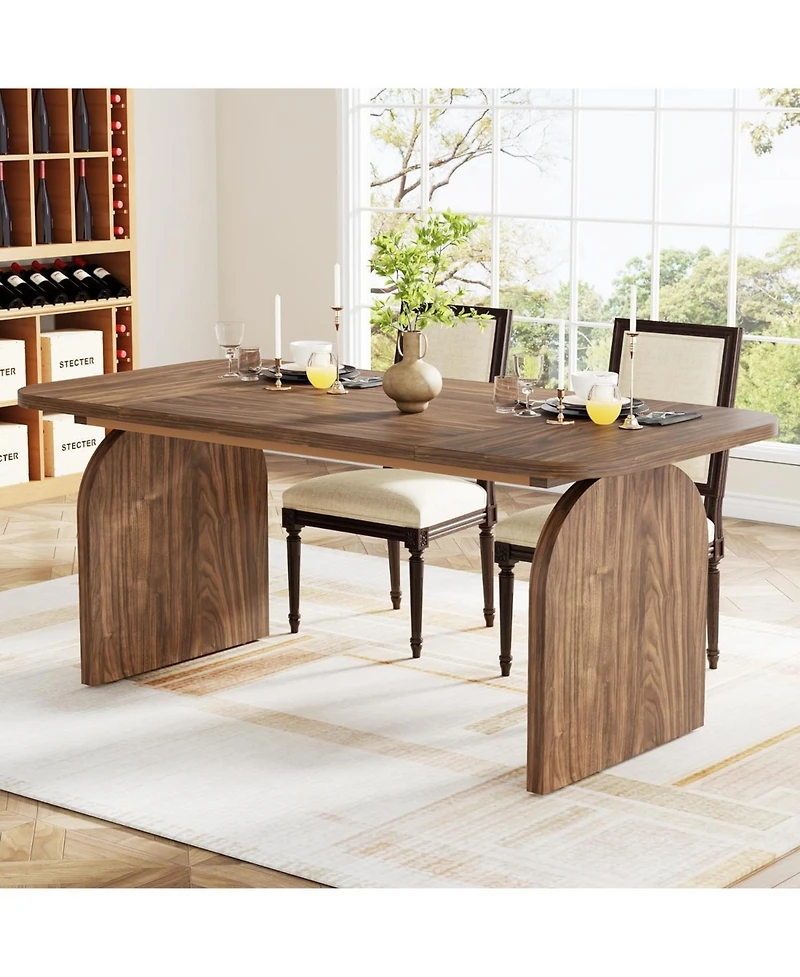 Tribesigns 63-Inch Rectangular Dining Table for 4 Person, Farmhouse Kitchen Dinner Table with Wood Laminated Board Tabletop
