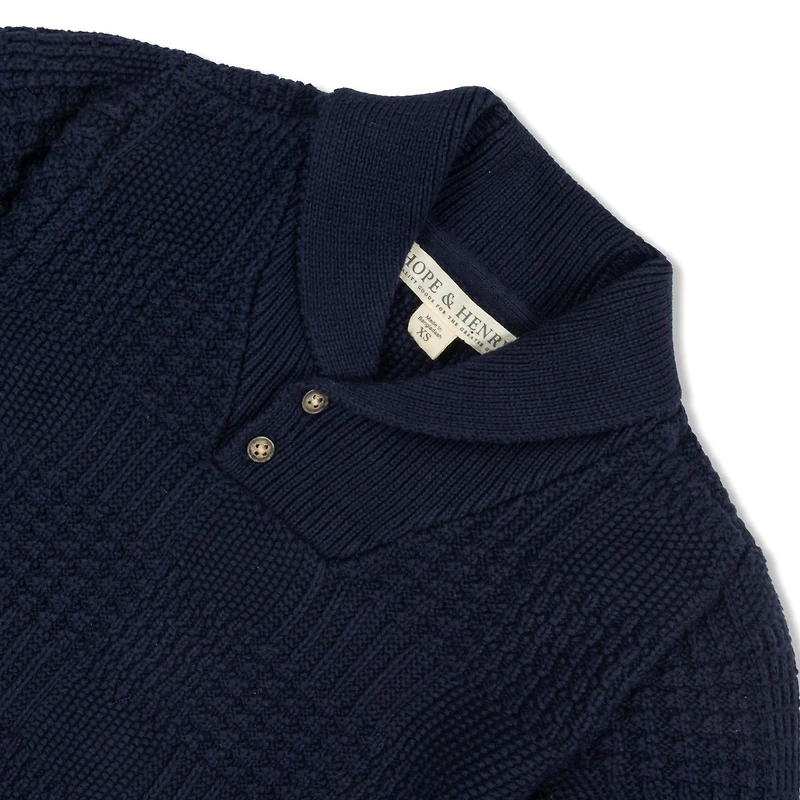 Hope & Henry Baby Boys Long Sleeve Textured Shawl Collar Sweater