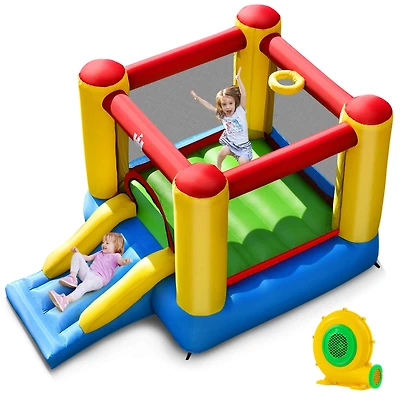 Inflatable Bouncer Kids Bounce House Jumping Castle Slide w/ 480W Blower