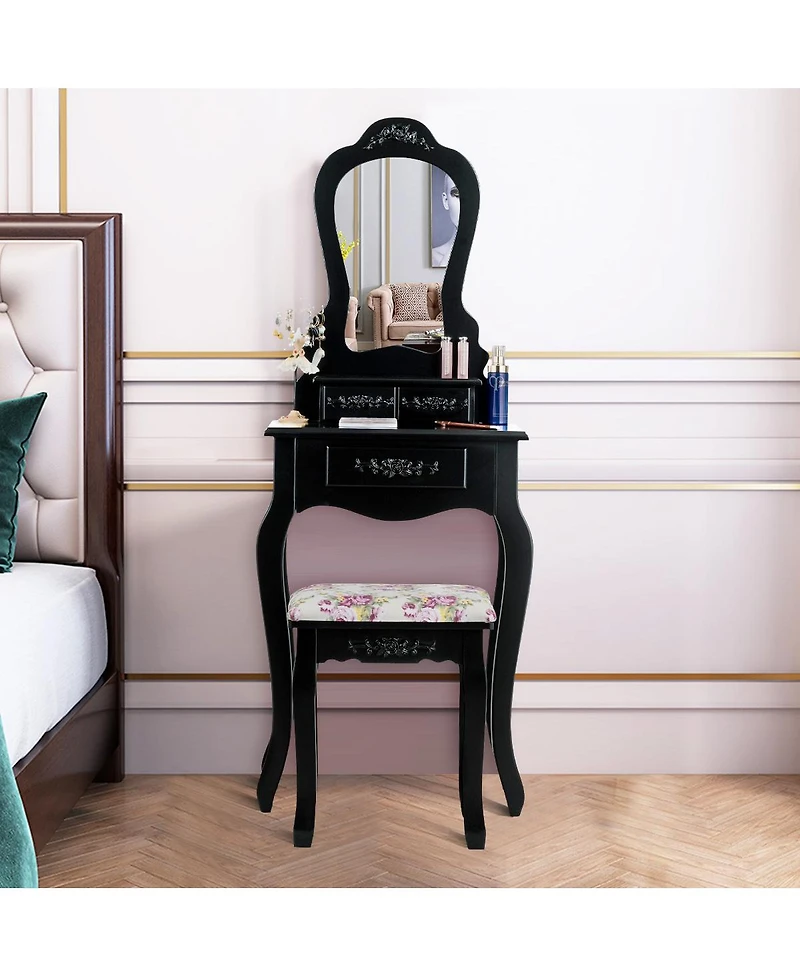 Costway Vanity Jewelry Makeup Dressing Table Stool Drawer