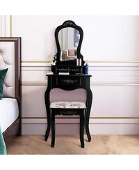 Costway Vanity Jewelry Makeup Dressing Table Stool Drawer
