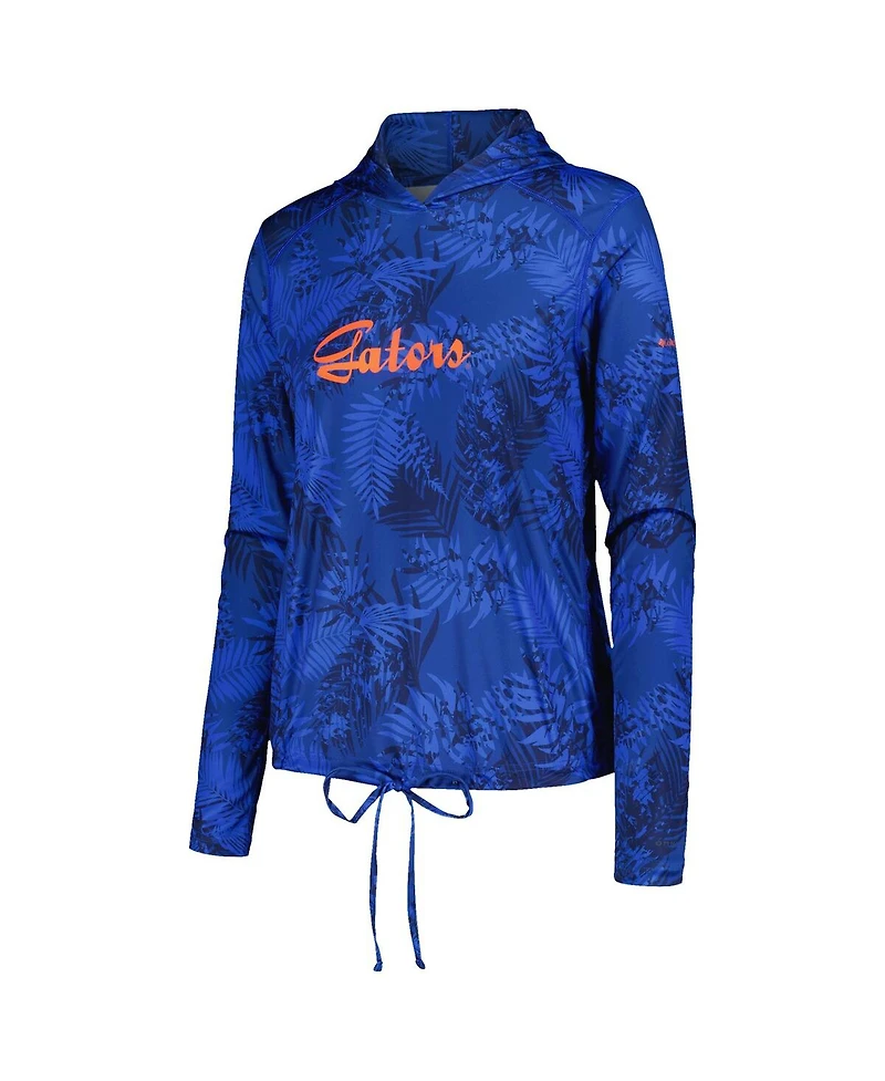 Columbia Women's Royal Florida Gators Summerdry Printed Long Sleeve Hoodie T-Shirt