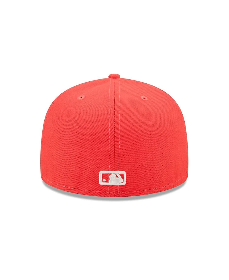 New Era Men's Red Oakland Athletics Lava Highlighter Logo 59FIFTY Fitted Hat
