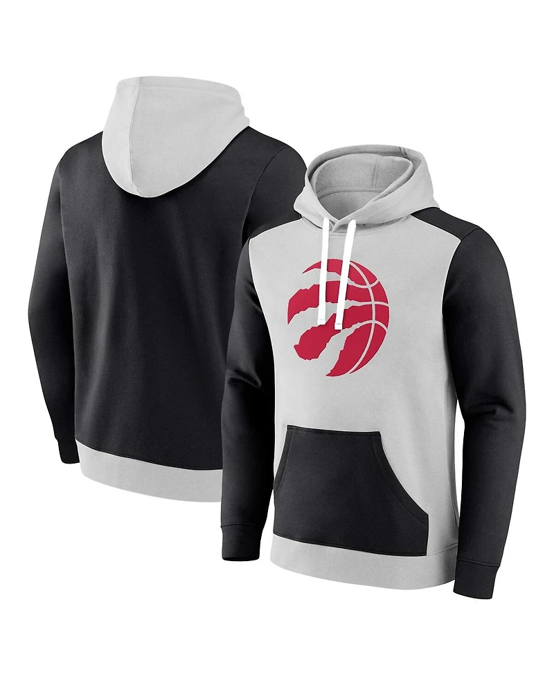 Fanatics Men's Gray/Black Toronto Raptors Arctic Colorblock Pullover Hoodie