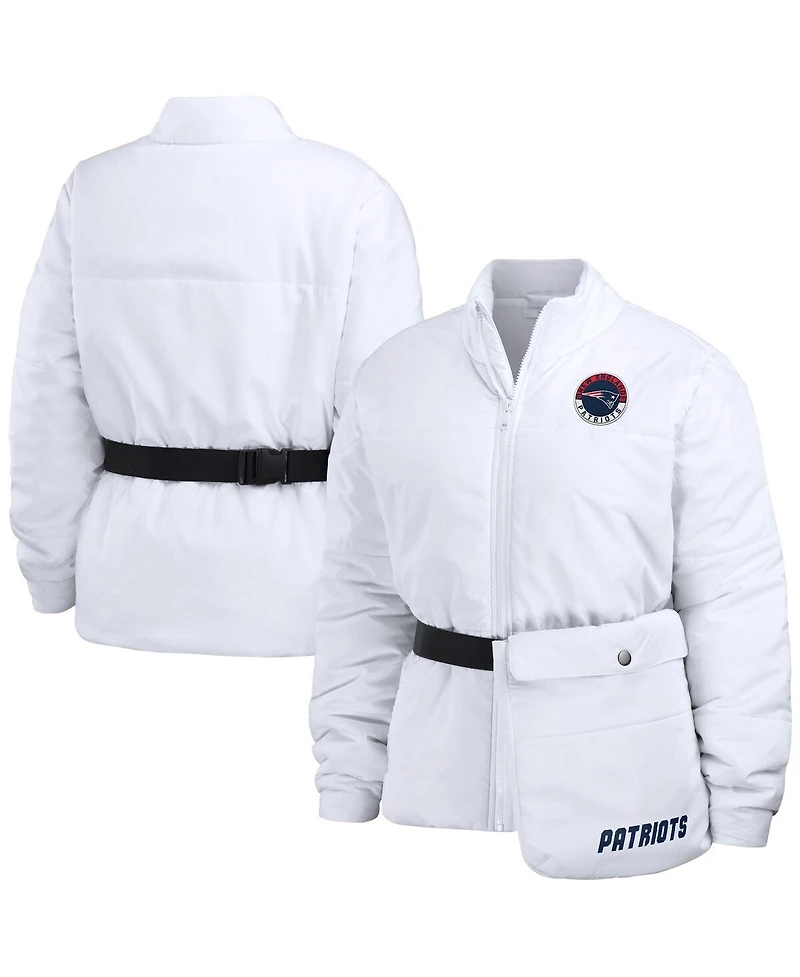 Wear by Erin Andrews Women's White New England Patriots Packaway Full-Zip Puffer Jacket