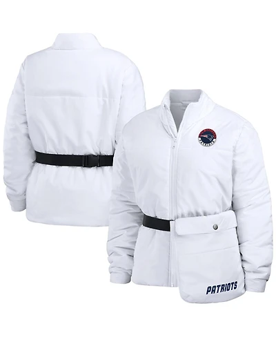 Wear by Erin Andrews Women's White New England Patriots Packaway Full-Zip Puffer Jacket
