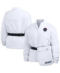 Wear by Erin Andrews Women's White New England Patriots Packaway Full-Zip Puffer Jacket