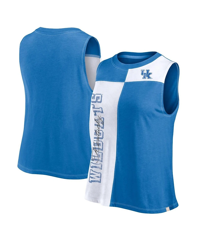 Fanatics Women's Royal/White Kentucky Wildcats Colorblock High Neck Tank Top