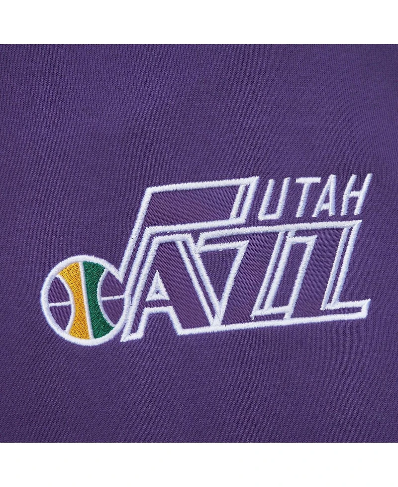 Mitchell & Ness Men's Purple Utah Jazz Team Og 2.0 Vintage Logo Fleece Pullover Hoodie