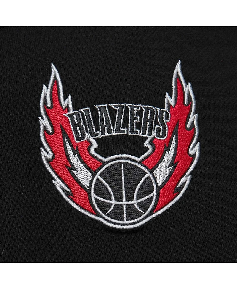 Mitchell & Ness Men's Black Portland Trail Blazers Team Og 2.0 Vintage Logo Fleece Pullover Hoodie