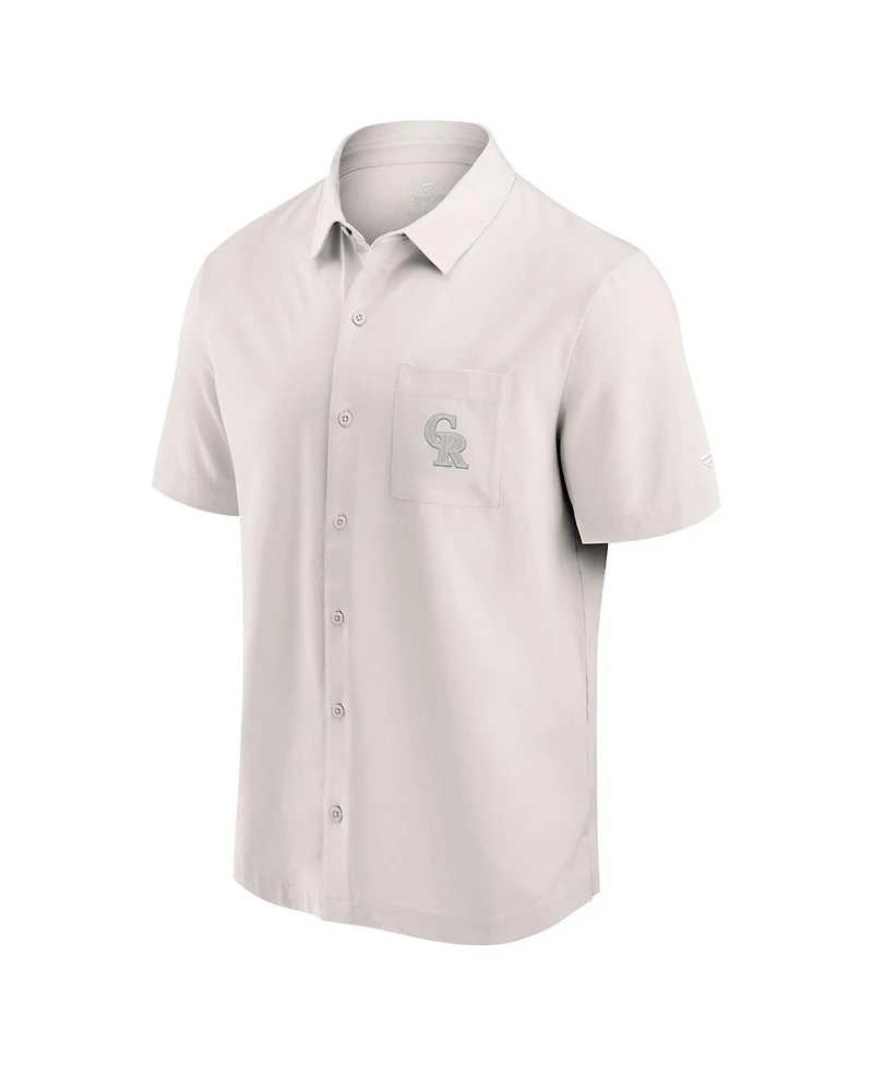 Fanatics Men's Cream Colorado Rockies Front Office Button-Up Shirt