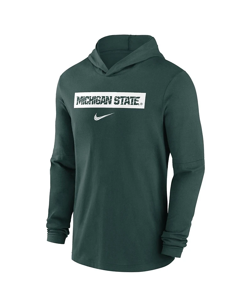 Nike Men's Green Michigan State Spartans Sideline Hoodie Performance Long Sleeve T-Shirt
