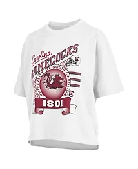 Pressbox Women's White South Carolina Gamecocks Rock Roll Slub T-Shirt