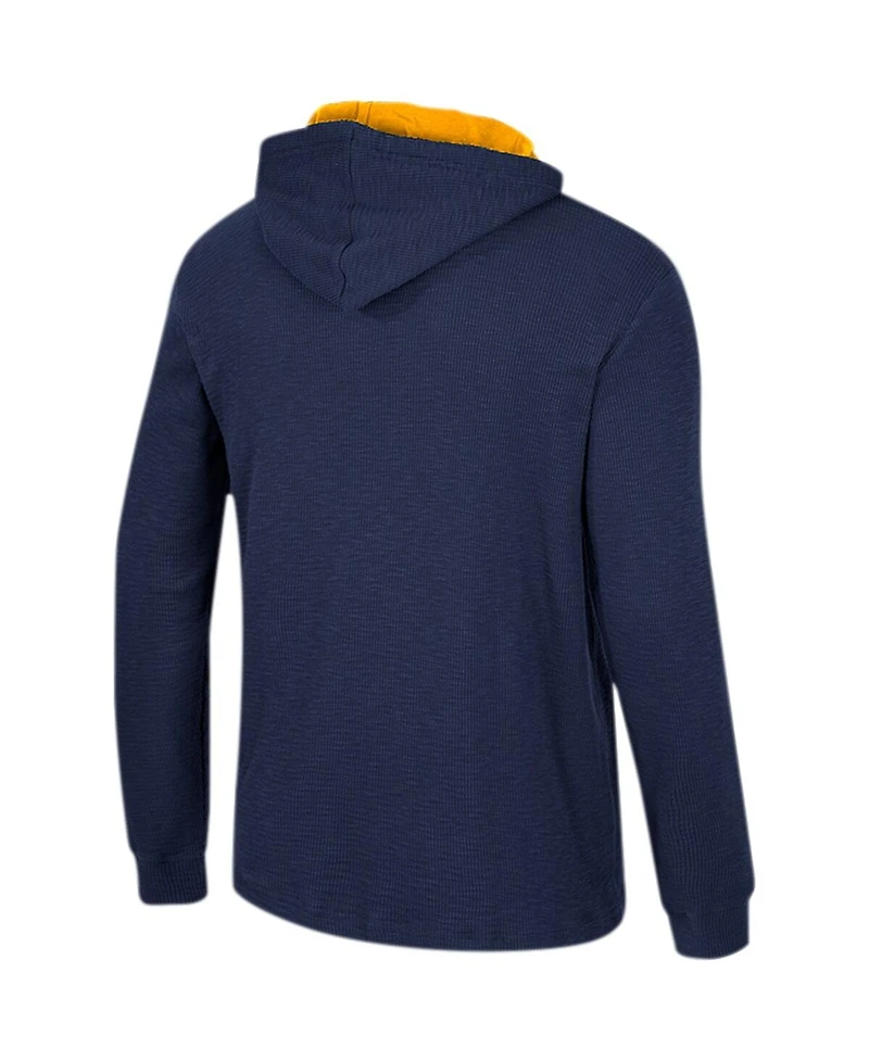 Colosseum Men's Navy West Virginia Mountaineers Affirmative Thermal Hoodie Long Sleeve T-Shirt