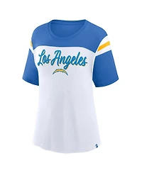 Fanatics Women's White Blue Los Angeles Chargers Cheer Chant Fashion T-Shirt