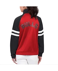 G-iii 4Her by Carl Banks Women's Red Chicago Bulls Main Player Raglan Rhinestone Full-Zip Track Jacket