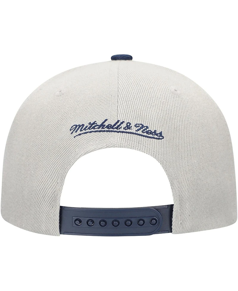 Mitchell & Ness Men's Gray/Navy Atlanta Braves Knock Out Panel Snapback Hat