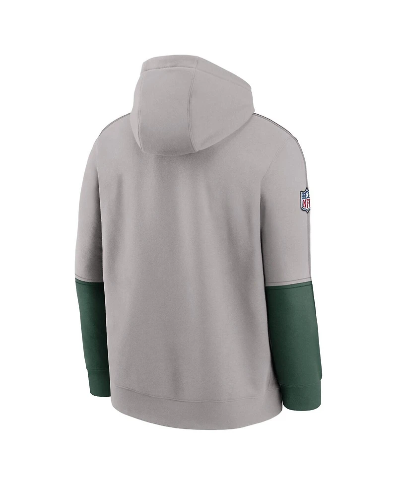Nike Men's Gray Green Bay Packers Alternate Logo Club Tri-Blend Pullover Hoodie