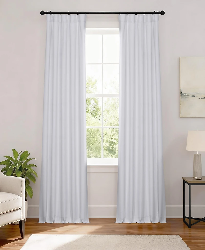 Half Price Drapes White Performance Linen Hotel Blackout Curtain
